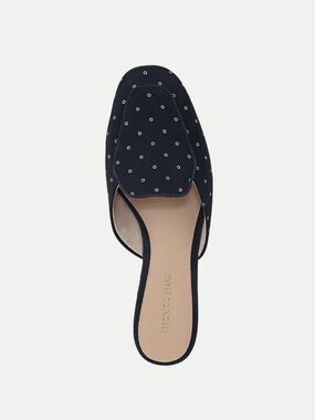 Veronica Beard Moritz Navy Polka-Dot Backless Mules - 8